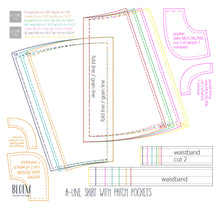 Load image into Gallery viewer, A0 A Line Skirt Patch Pockets