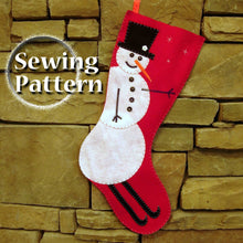 Load image into Gallery viewer, Extra Large Snowman Christmas Stocking Sewing Pattern | Do it yourself Tutorial | Almost 2 feet long - PDF