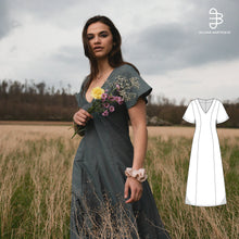 Load image into Gallery viewer, Midi Dress Short Sleeve Sewing Pattern - PDF