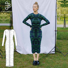 Load image into Gallery viewer, Midi Dress Long Sleeves Ruched Sewing Pattern - PDF
