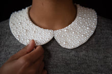 Load image into Gallery viewer, Add some personality to any outfit with this stand-alone collar. This PDF pattern is the perfect complement to your other slow fashion makes. Select a fun fabric to add a pop of colour to your wardrobe or keep it simple yet polished with gemstones and pearls. Be creative, be original, be you.