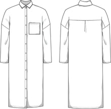 Load image into Gallery viewer, Long Shirt Blouse Dress Sewing Pattern - PDF