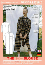 Load image into Gallery viewer, Long Shirt Blouse Dress Sewing Pattern - PDF