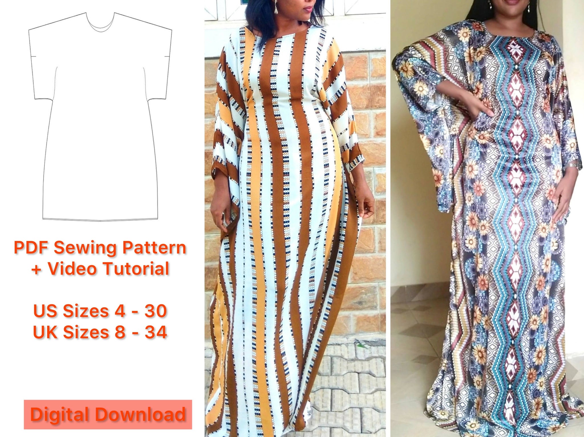 Caftan Dress PDF Sewing Pattern IndiePatterns Caftan Dress PDF Sewing Pattern IndiePatterns