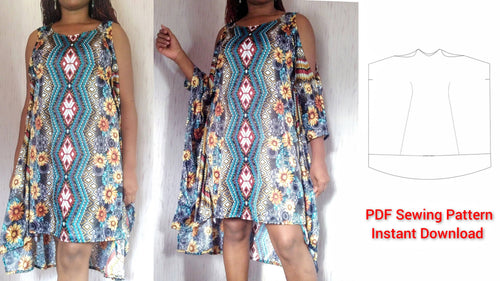 Cold Shoulder Kaftan Dress - PDF