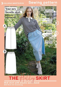 Midi Skirt Elastic Waist Sewing Pattern - PDF