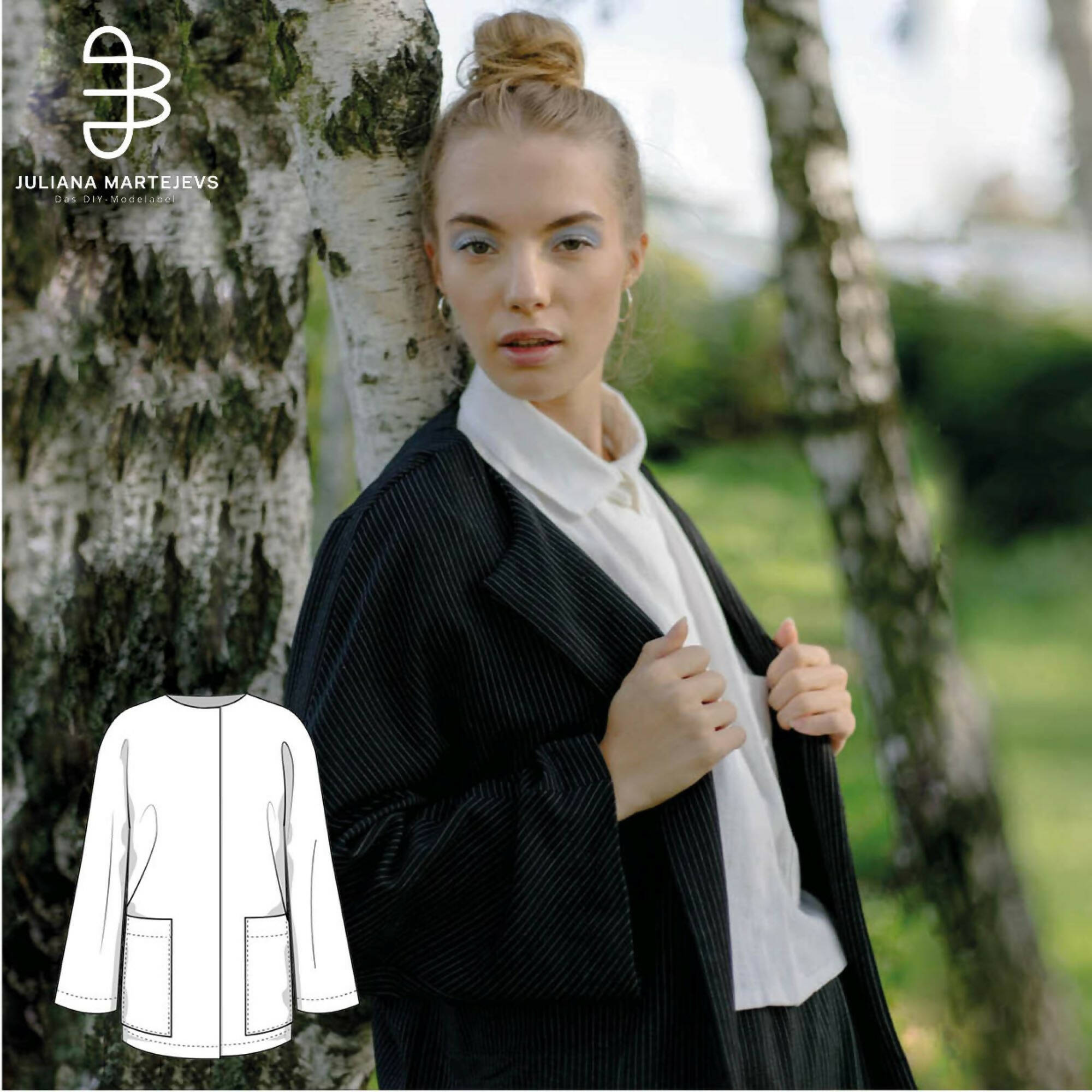 Sewing pattern Kimono Jacket, XS-XXXL, Easy with video tutorial