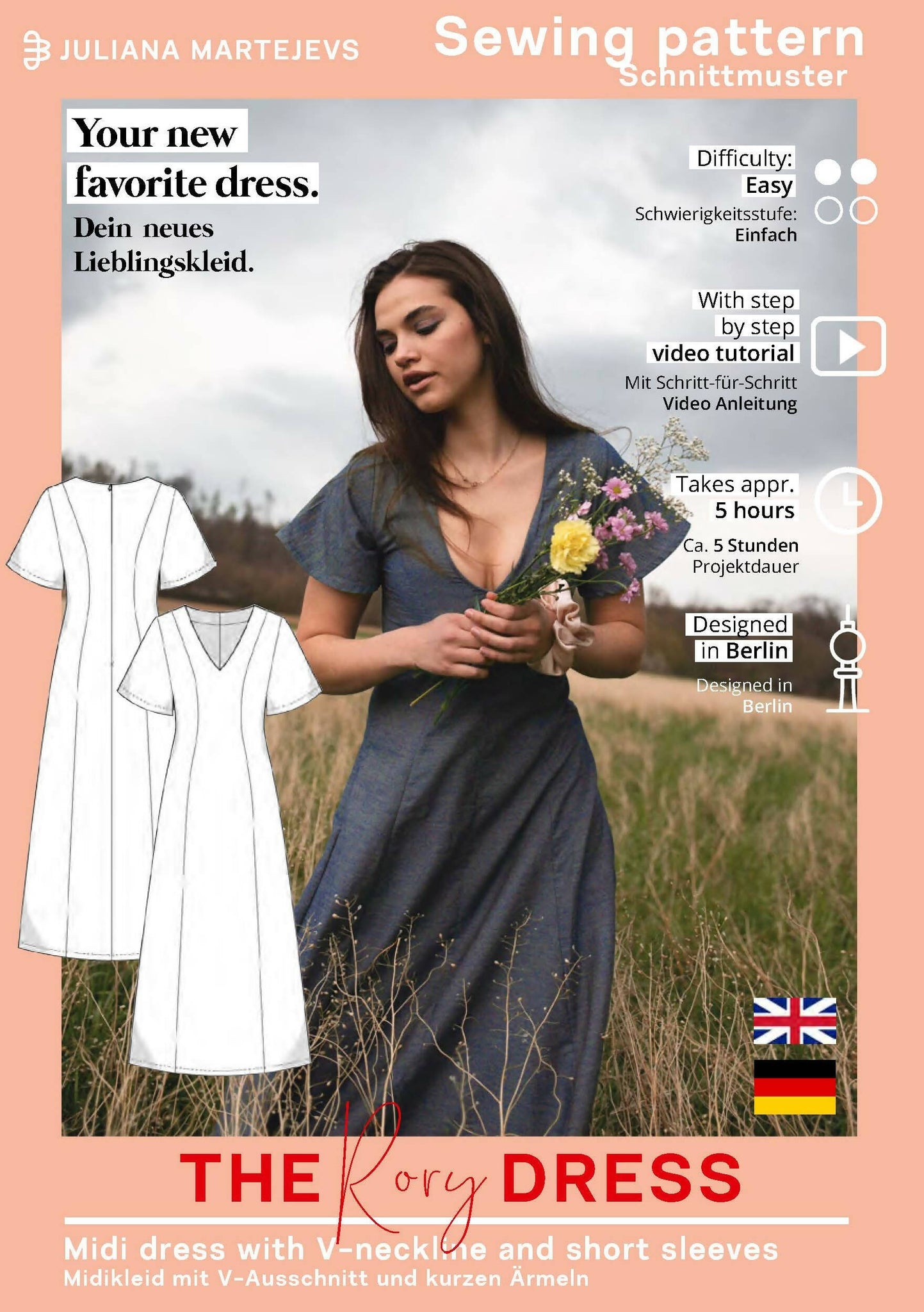Midi Dress Short Sleeve PDF Sewing Pattern IndiePatterns Midi Dress Short Sleeve PDF Sewing Pattern IndiePatterns
