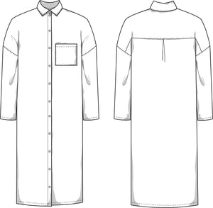 Long Shirt Blouse Dress Sewing Pattern - PDF