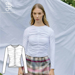 Rouched Longsleeve Top Sewing Pattern - PDF