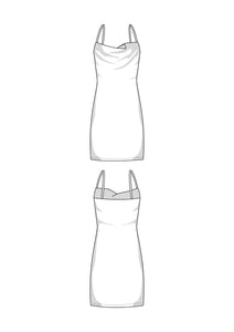 Cowl Neck Mini Dress Sewing Pattern - PDF