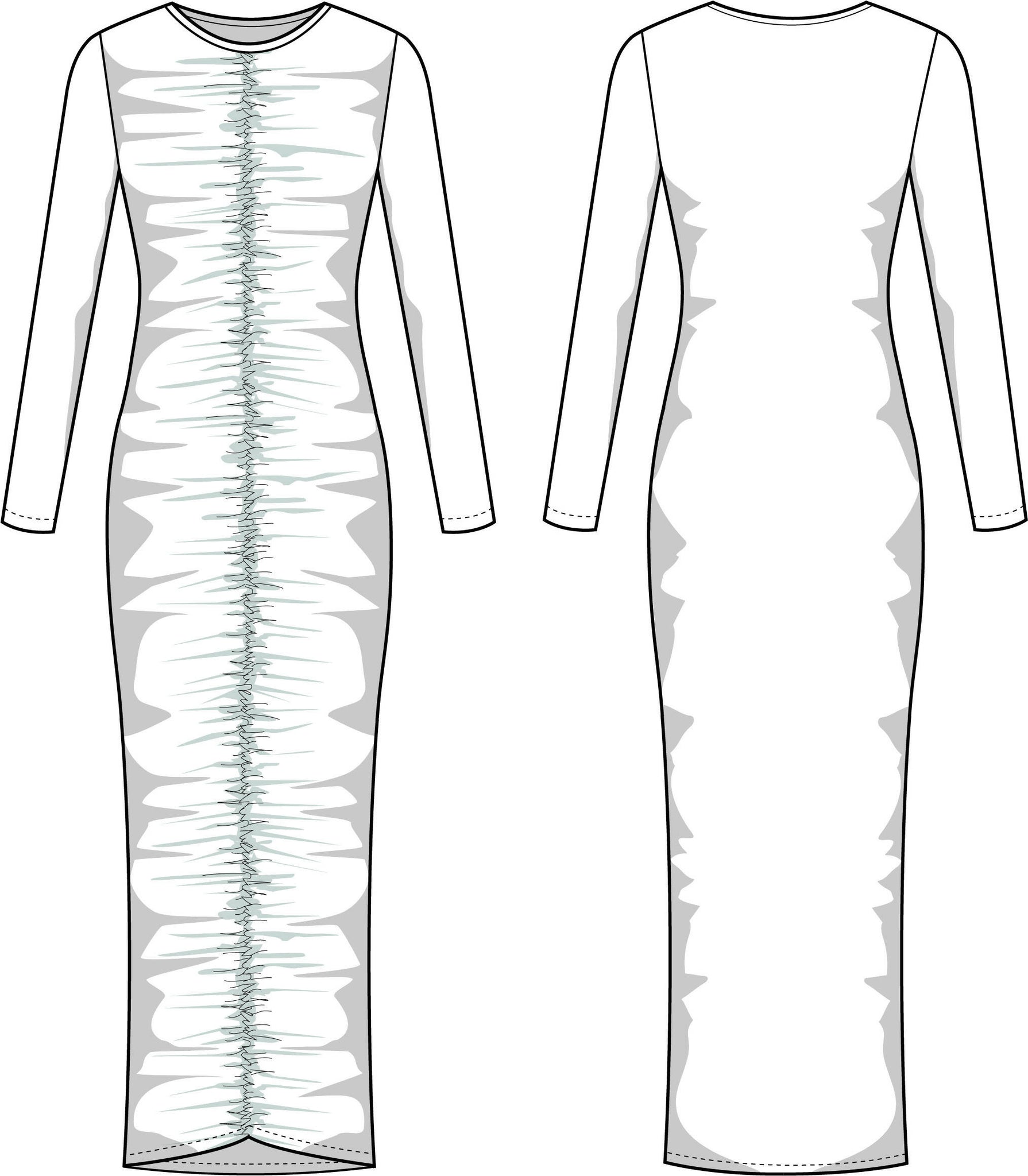 Midi Dress Long Sleeves Ruched PDF Sewing Pattern IndiePatterns Midi Dress Long Sleeves Ruched PDF Sewing Pattern IndiePatterns