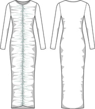 Load image into Gallery viewer, Midi Dress Long Sleeves Ruched Sewing Pattern - PDF