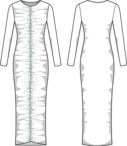 Midi Dress Long Sleeves Ruched PDF Sewing Pattern IndiePatterns Midi Dress Long Sleeves Ruched PDF Sewing Pattern IndiePatterns