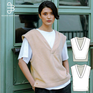 Slipover V-Neck Top Shirt Sewing Pattern - PDF