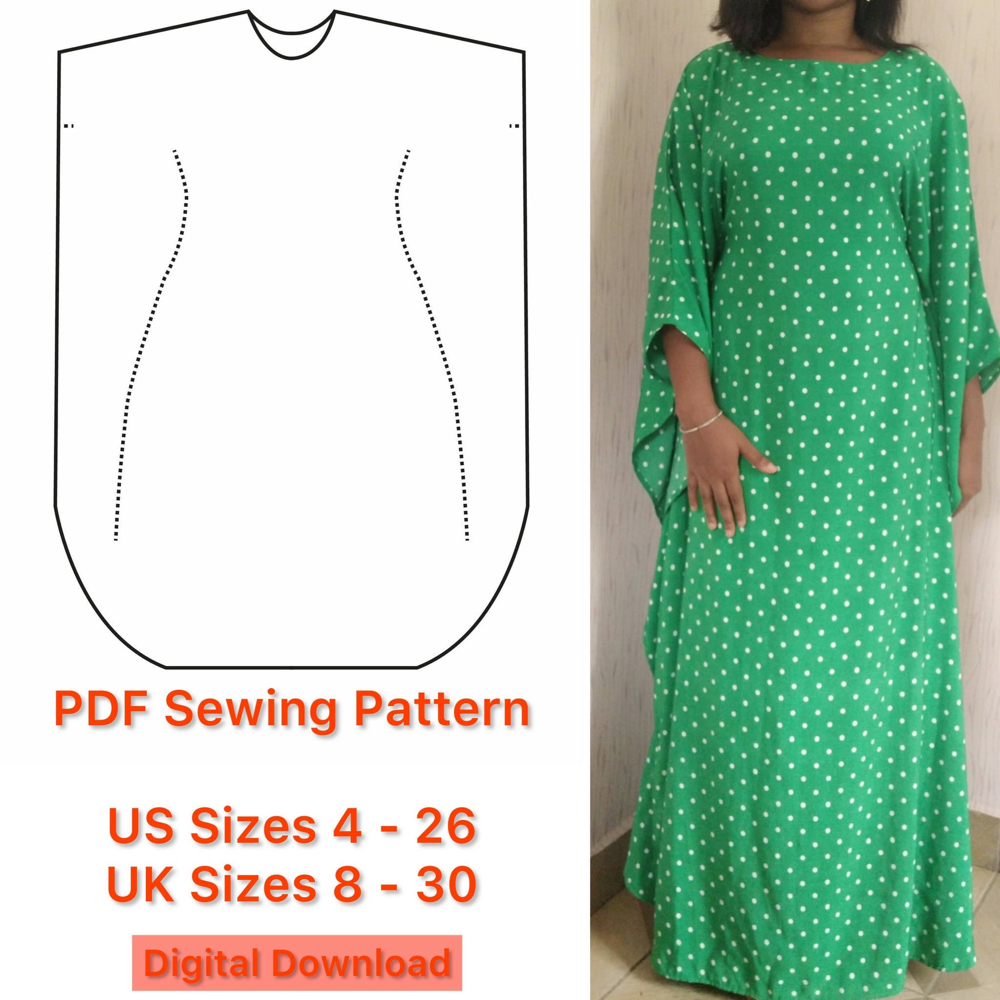 Kaftan Maxi Dress - PDF IndiePatterns Kaftan Maxi Dress - PDF IndiePatterns