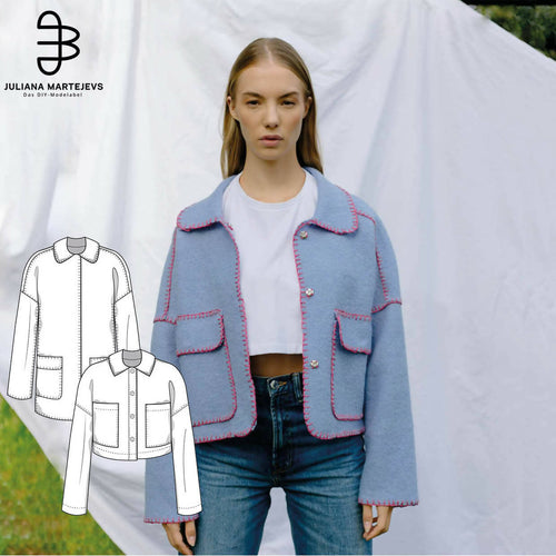 Oversized Jacket Embroidered Sewing Pattern - PDF