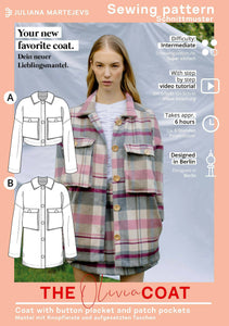 Winter Coat with Pockets Sewing Pattern - PDF