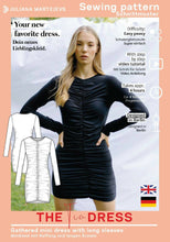 Load image into Gallery viewer, Short Dress Long Sleeve Ruched Sewing Pattern - PDF