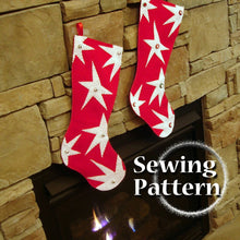 Load image into Gallery viewer, Extra Large Christmas Stocking sewing pattern | DIY Christmas Stockings with Stars - PDF