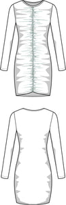 Short Dress Long Sleeve Ruched Sewing Pattern - PDF