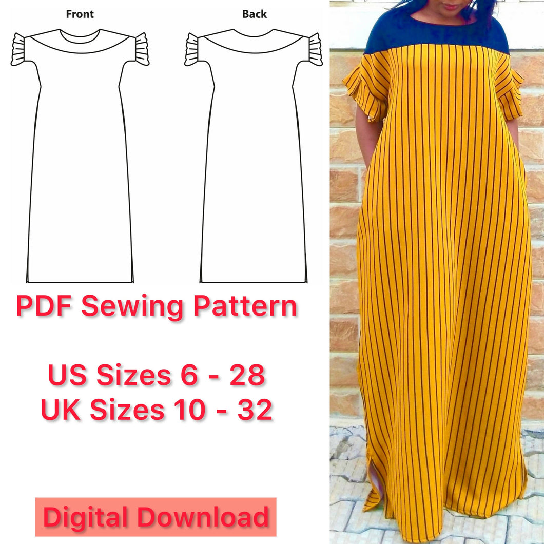 Yoke Maxi Dress Sewing Pattern - PDF