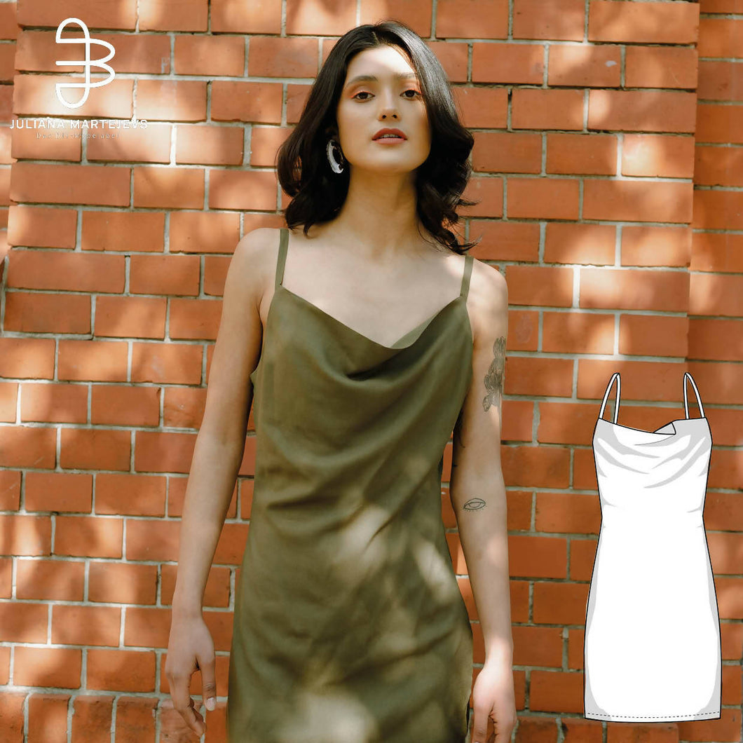 Cowl Neck Mini Dress Sewing Pattern - PDF